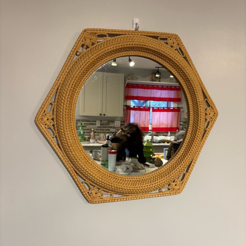 Vintage rattan mirror boho style - Picture 2 of 3